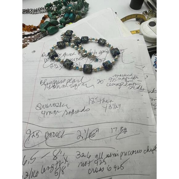 Murano Glass Necklace Sterling Silver Clasp Freshwater Pearls Blue
Gold Van Gogh - Picture 14 of 14